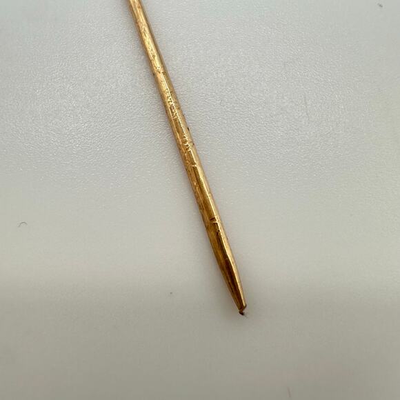 Antique Victorian solid 12kt rose yellow gold red paste knotted stick pin brooch - Picture 5 of 10